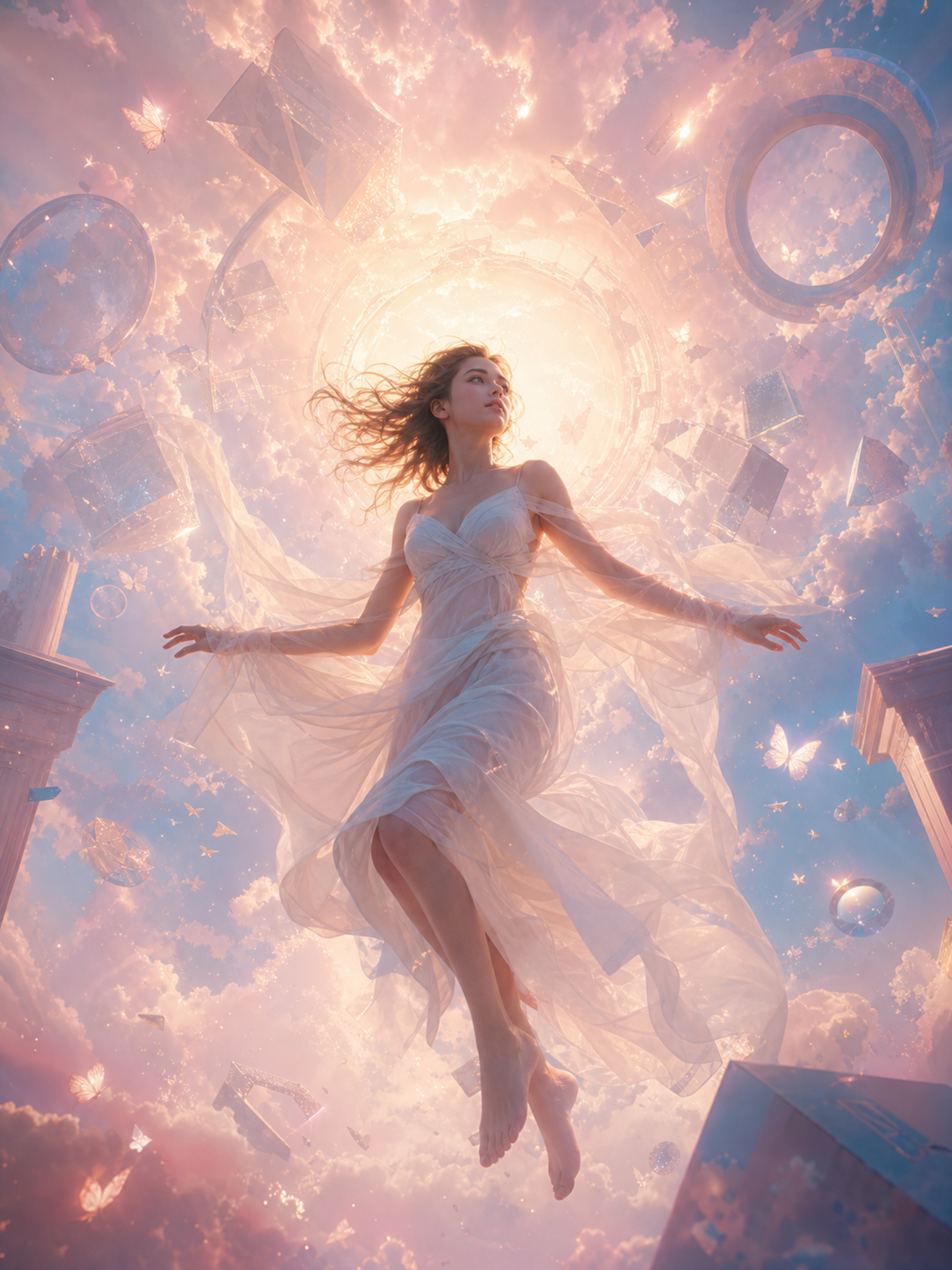 Create a surreal dreamcore cinematic pos