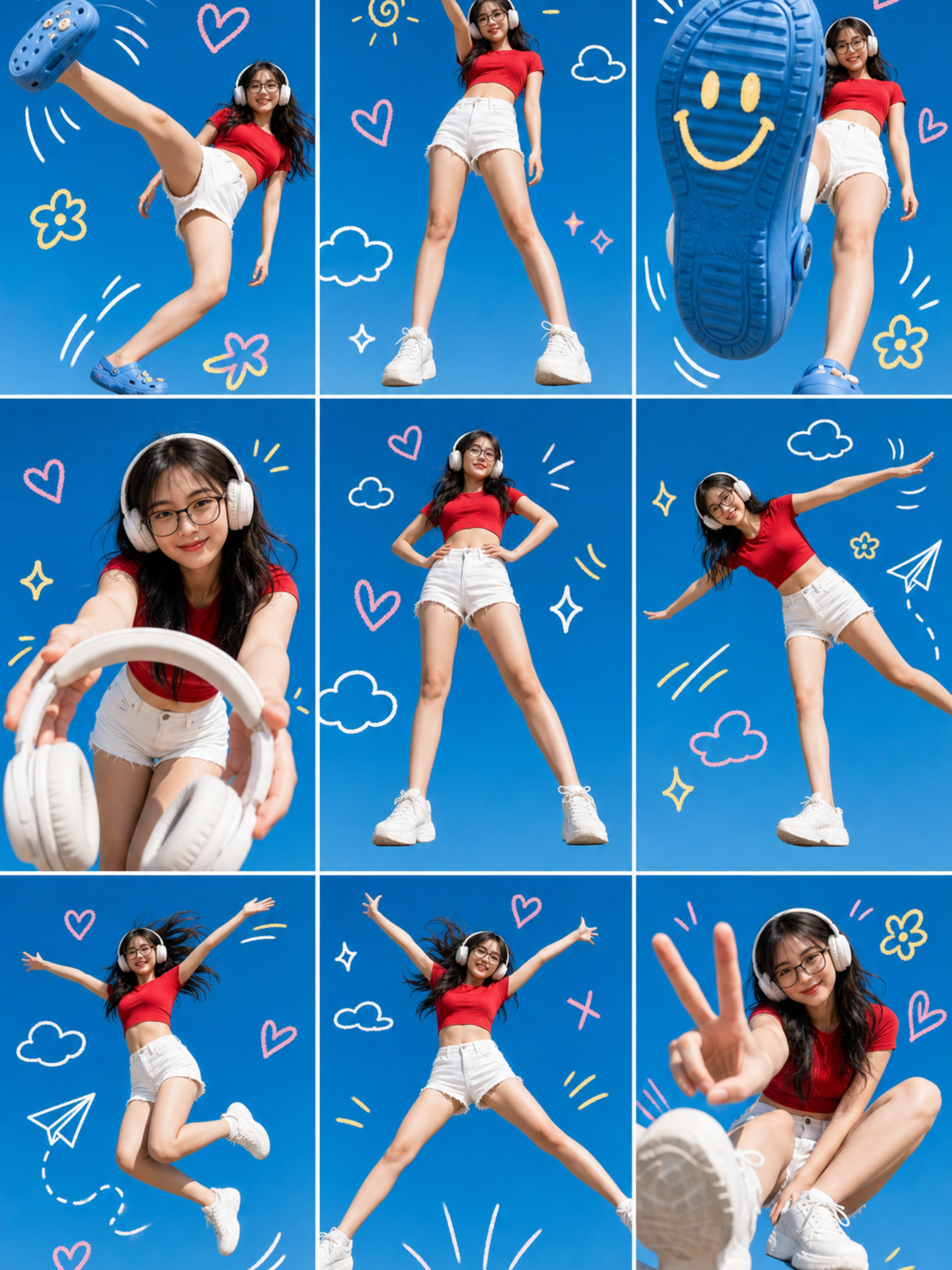 A 3x3 grid collage containing nine separ