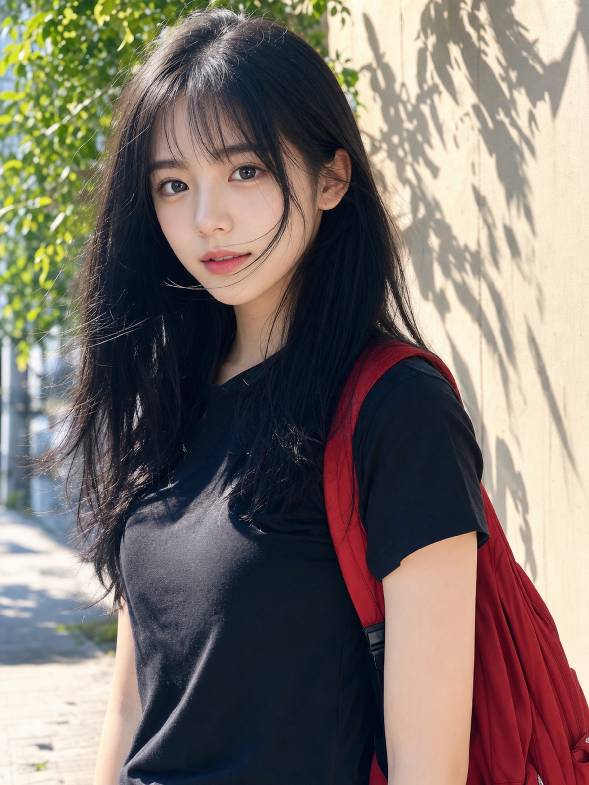 Beautiful young Japanese girl with long 