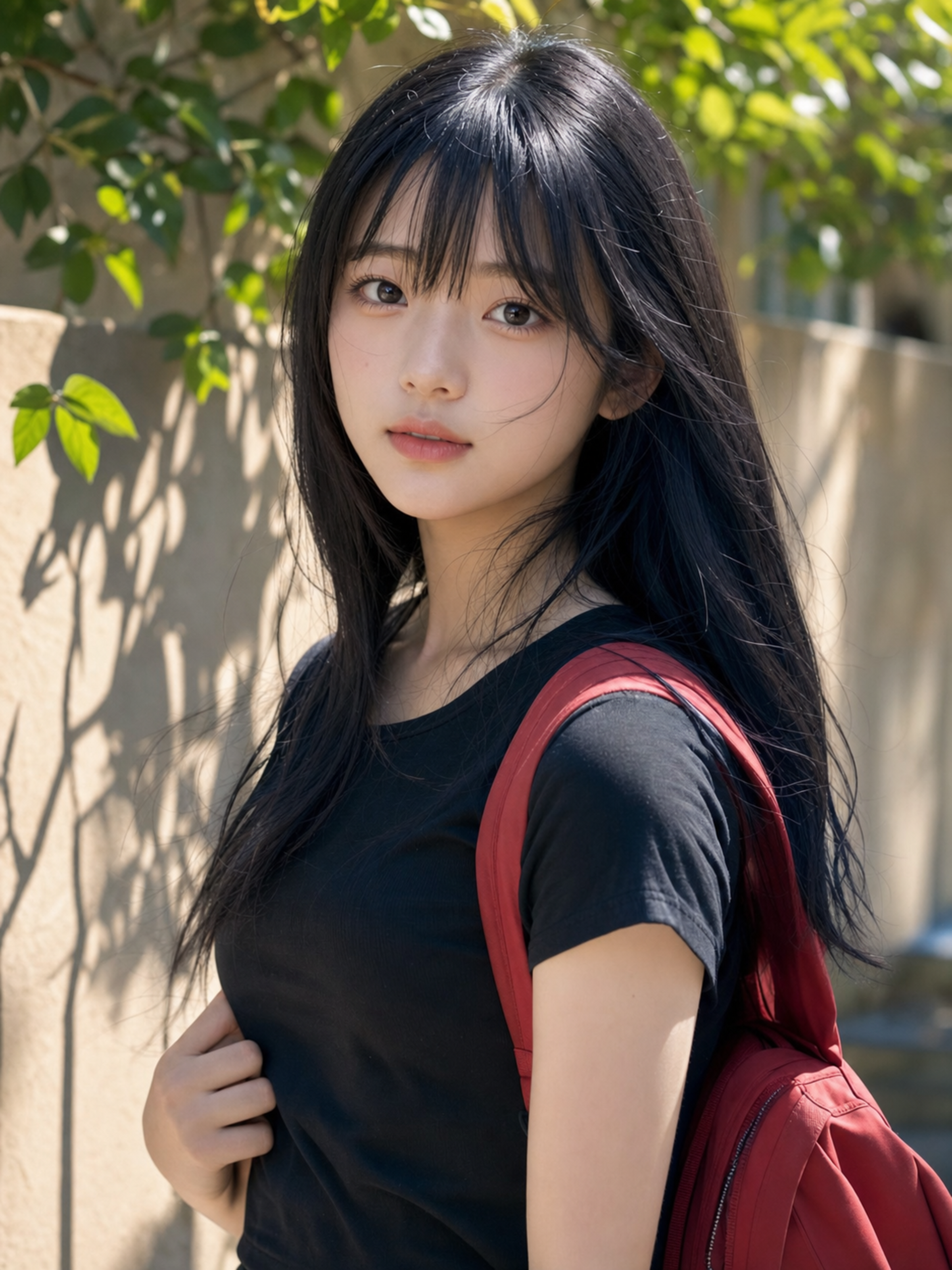 Beautiful young Japanese girl with long 