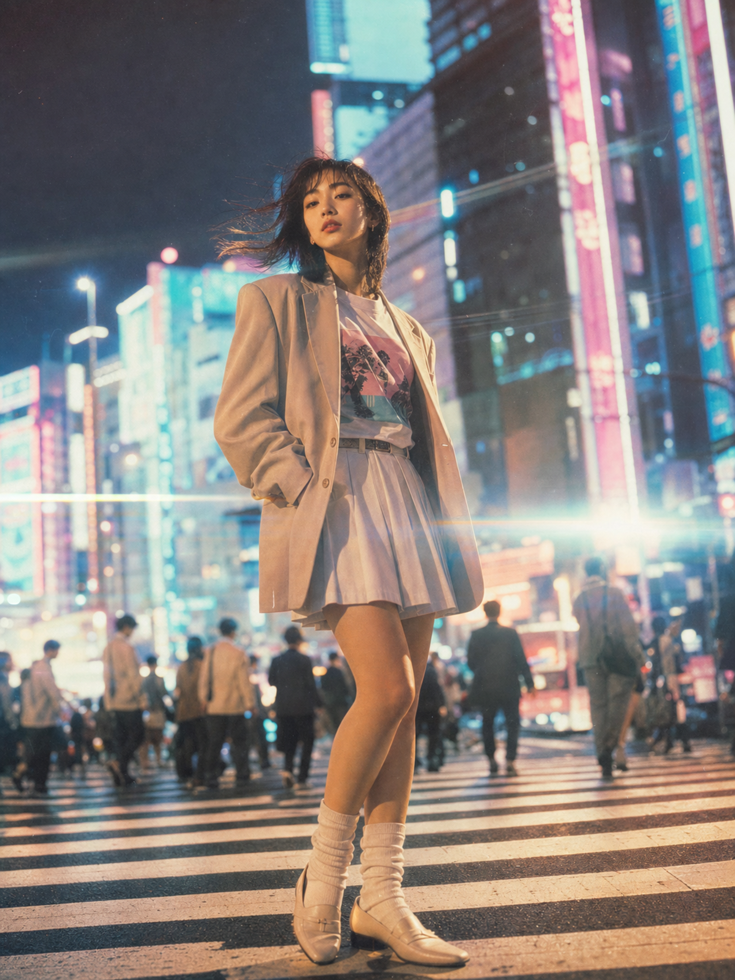 A dreamy cinematic photo of a young Japa