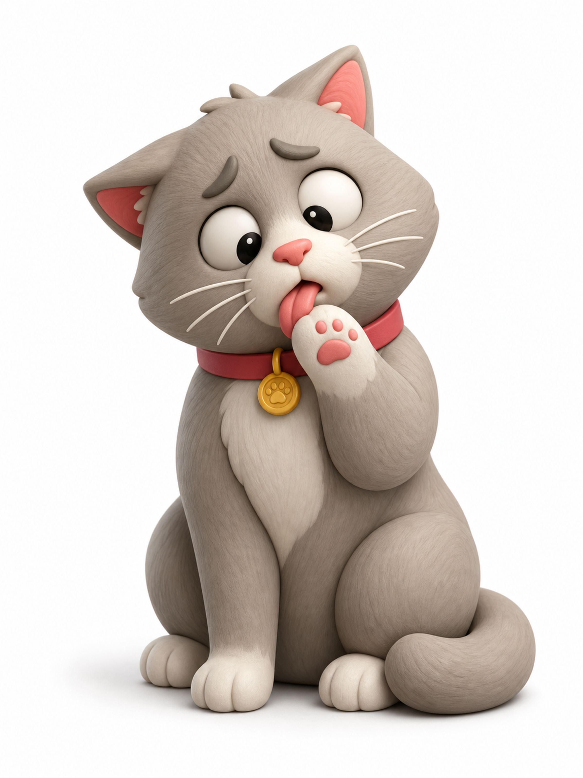Cute 3D render of a cat, matte finish, s