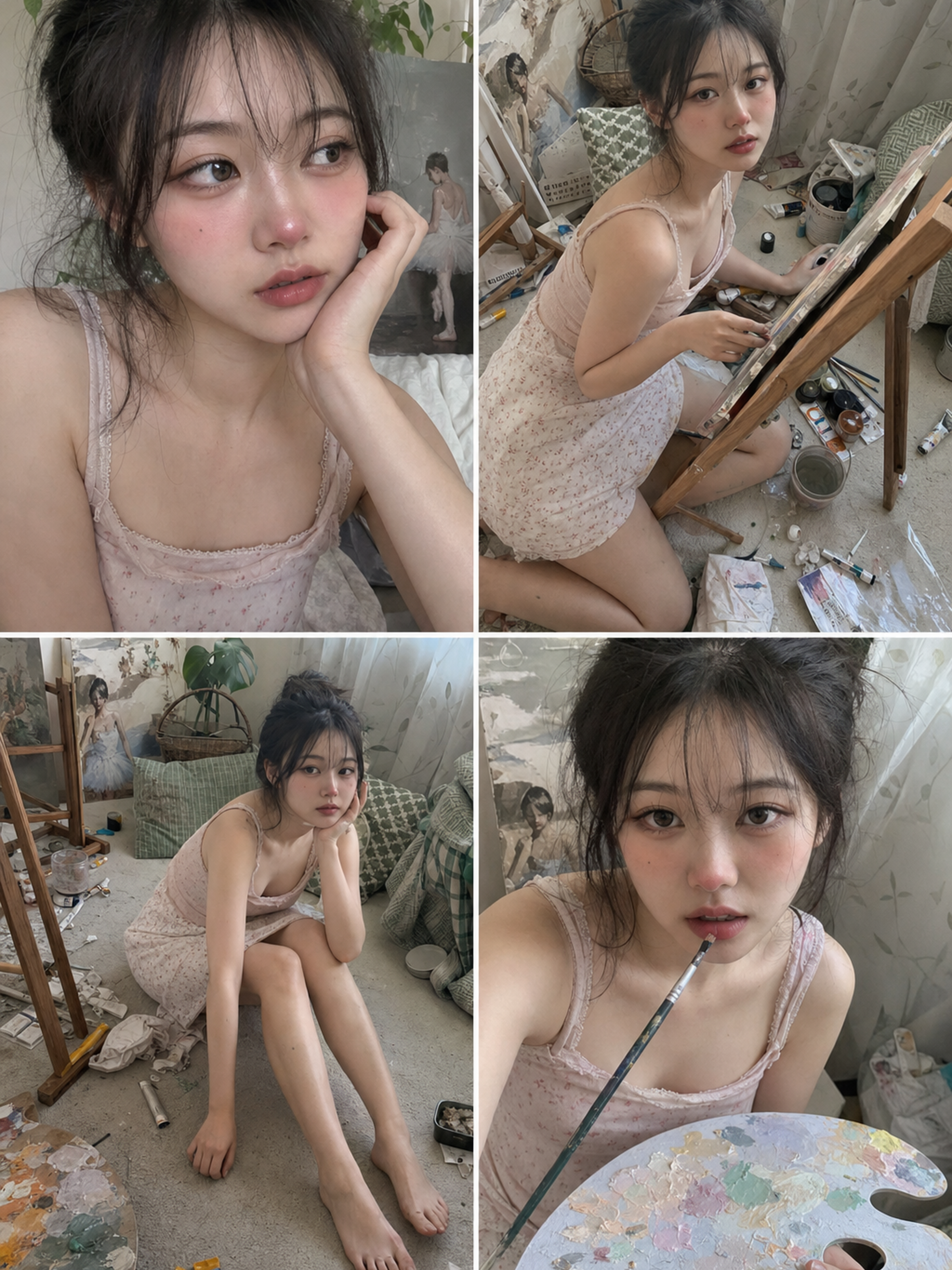 Create a vertical 3:4 realistic four-pan