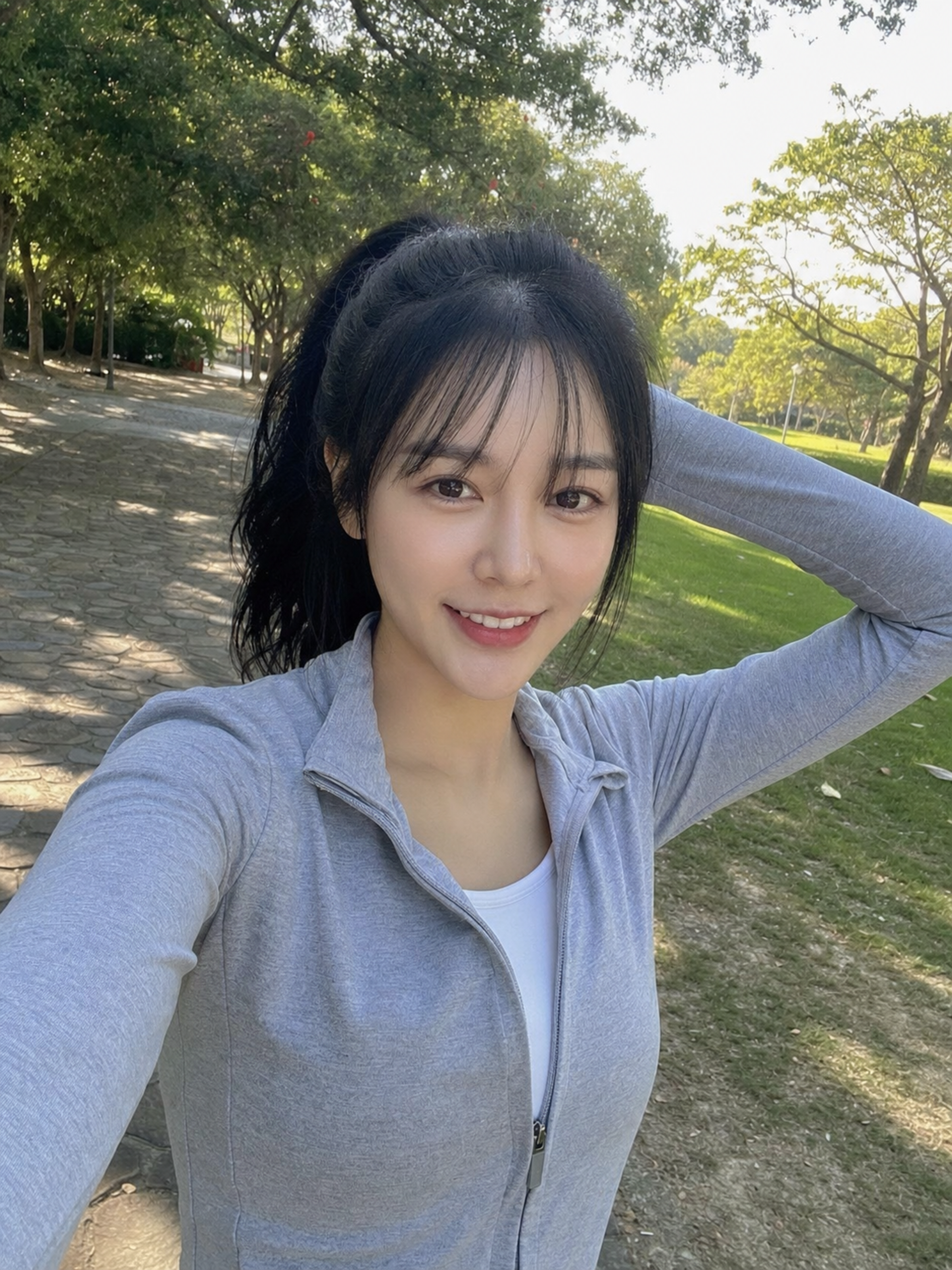 Ultra-realistic smartphone selfie, looks