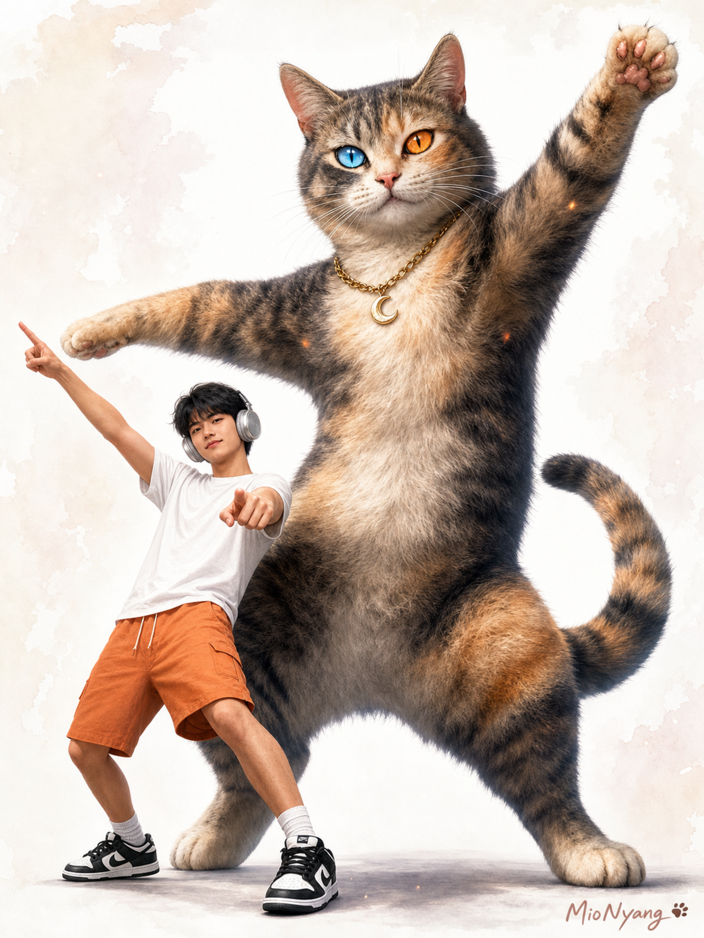 A dynamic image featuring a giant anthro
