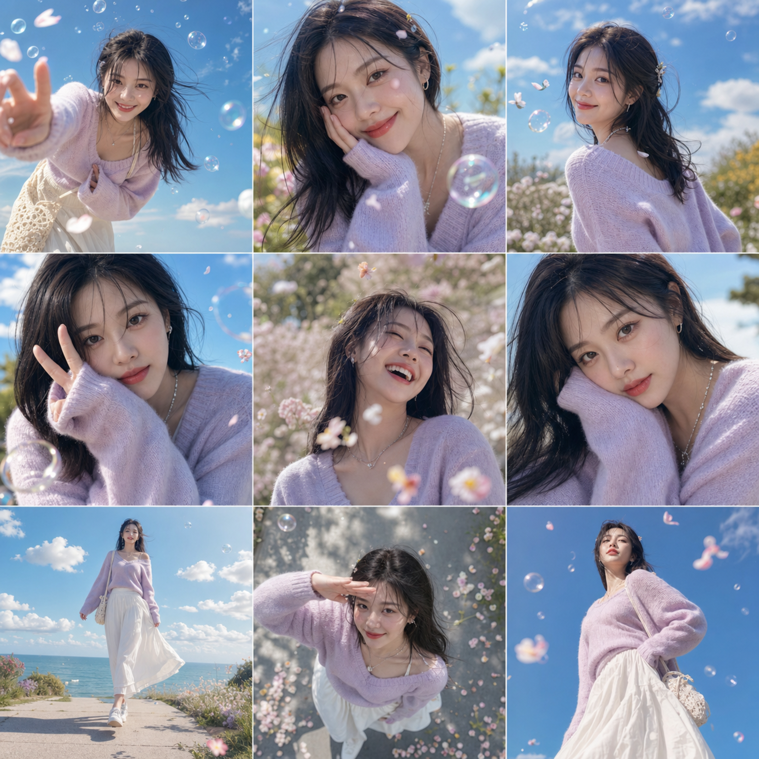 A vibrant 3×3 grid photo collage contain