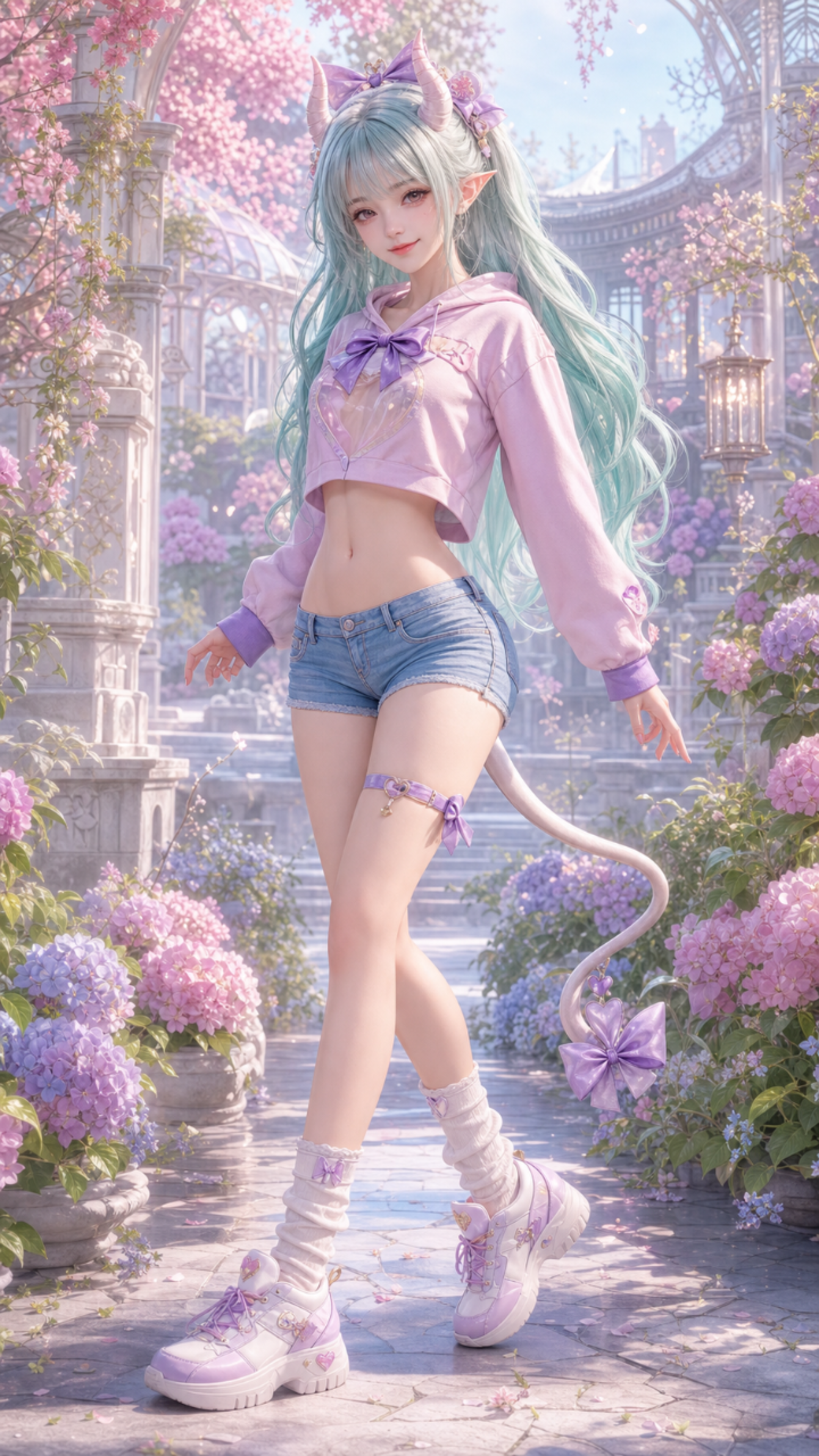 9:16 竖版，高精度 3D CG 东方幻想甜酷少女角色海报，3D CG ori