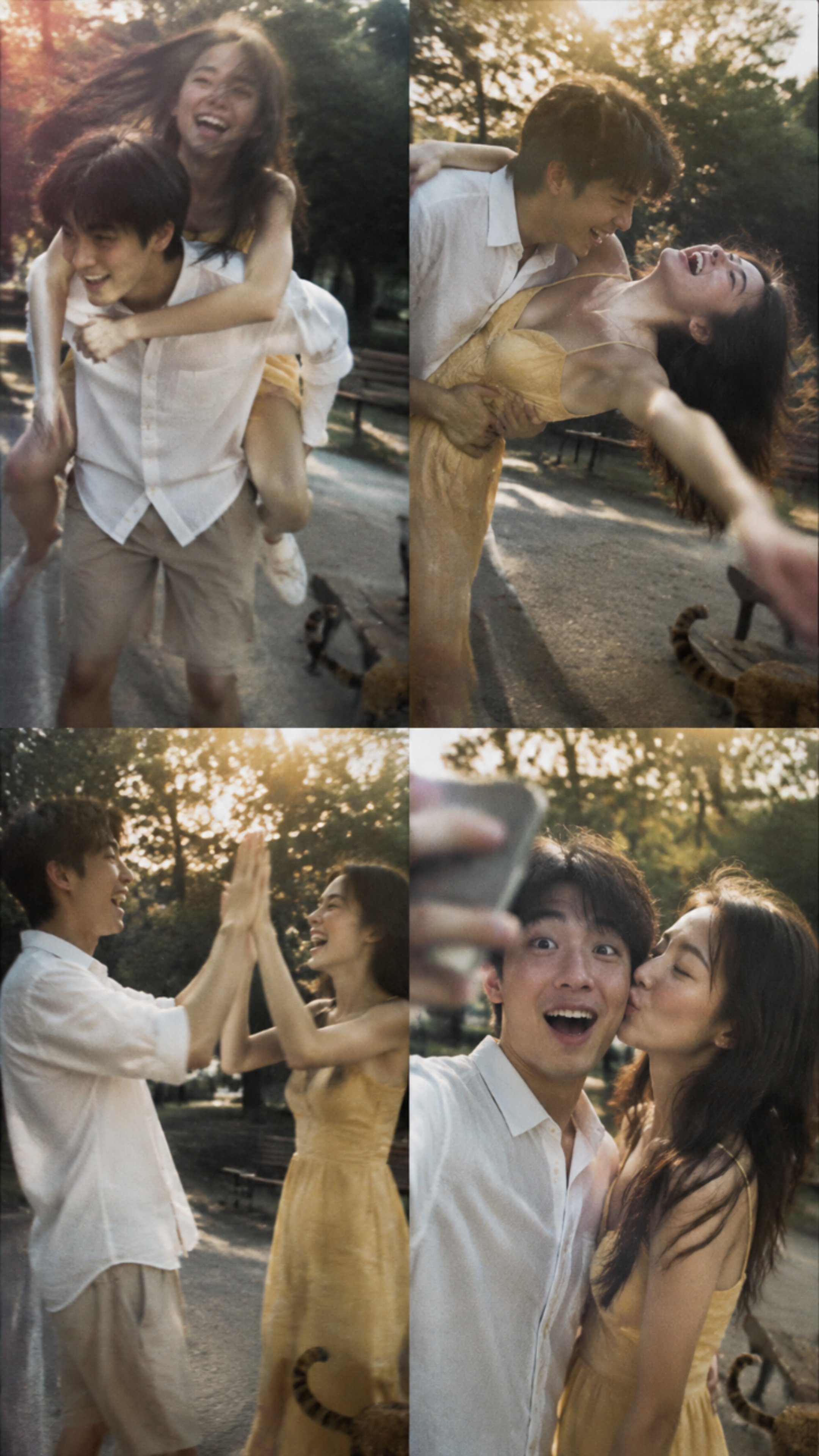 A 4-panel candid photo collage captured 