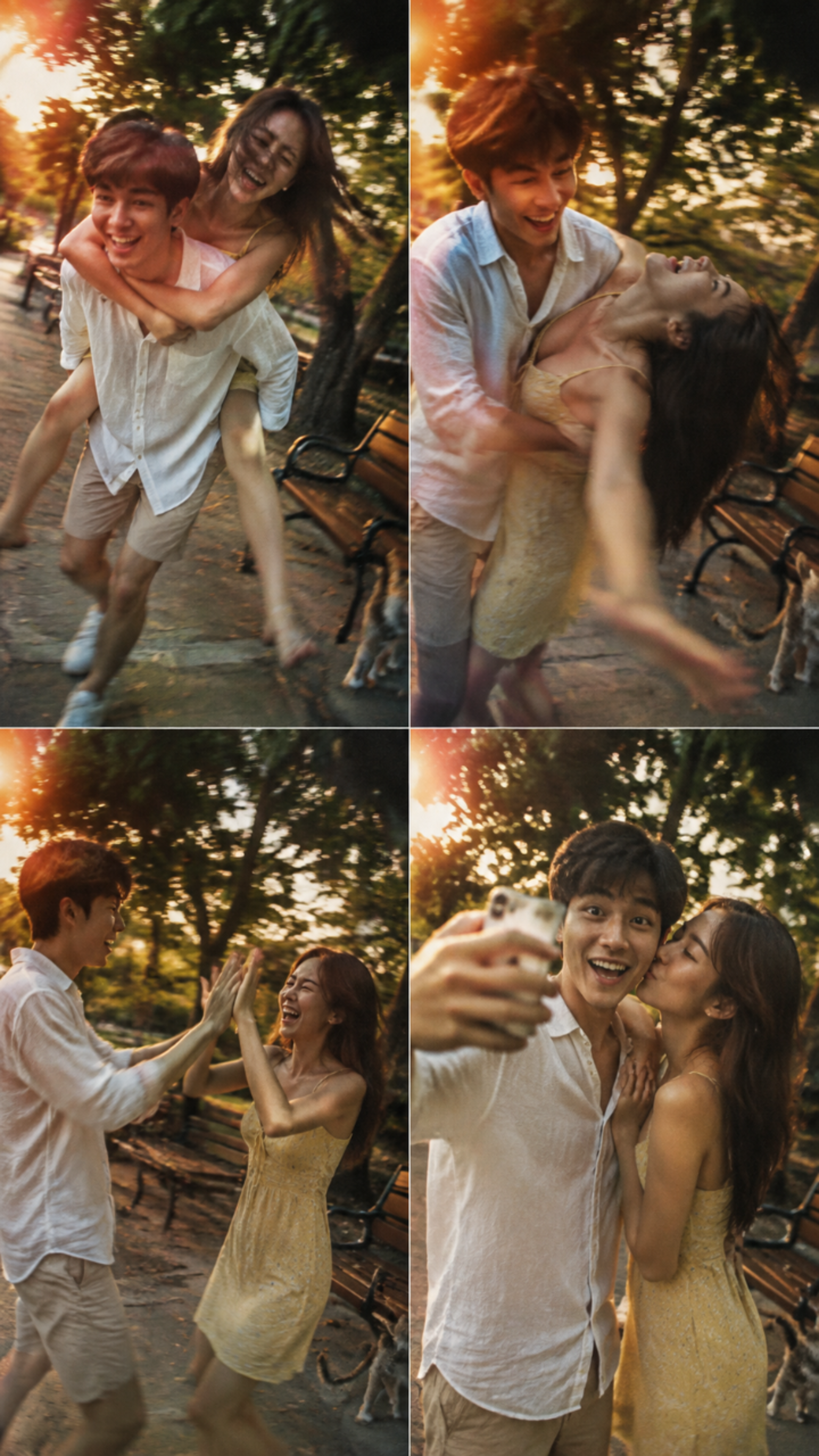 A 4-panel candid photo collage captured 