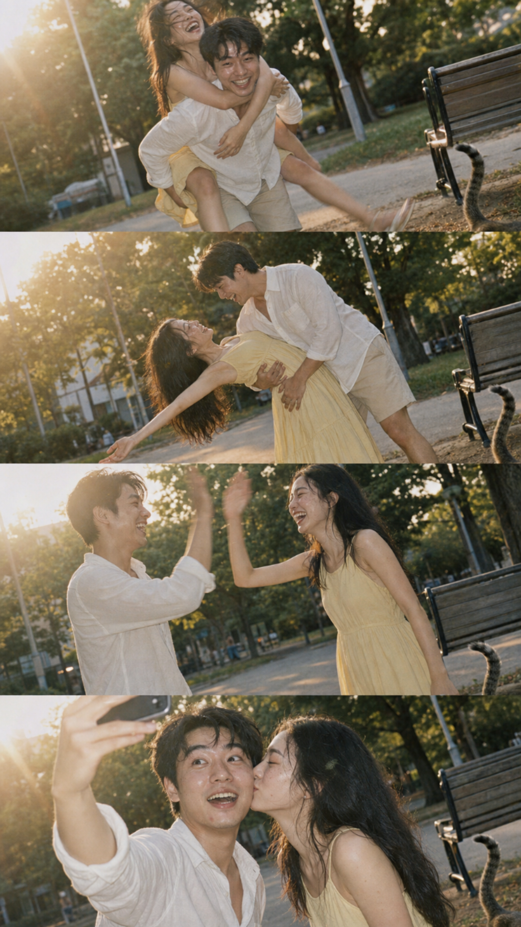 A 4-panel candid photo collage captured 