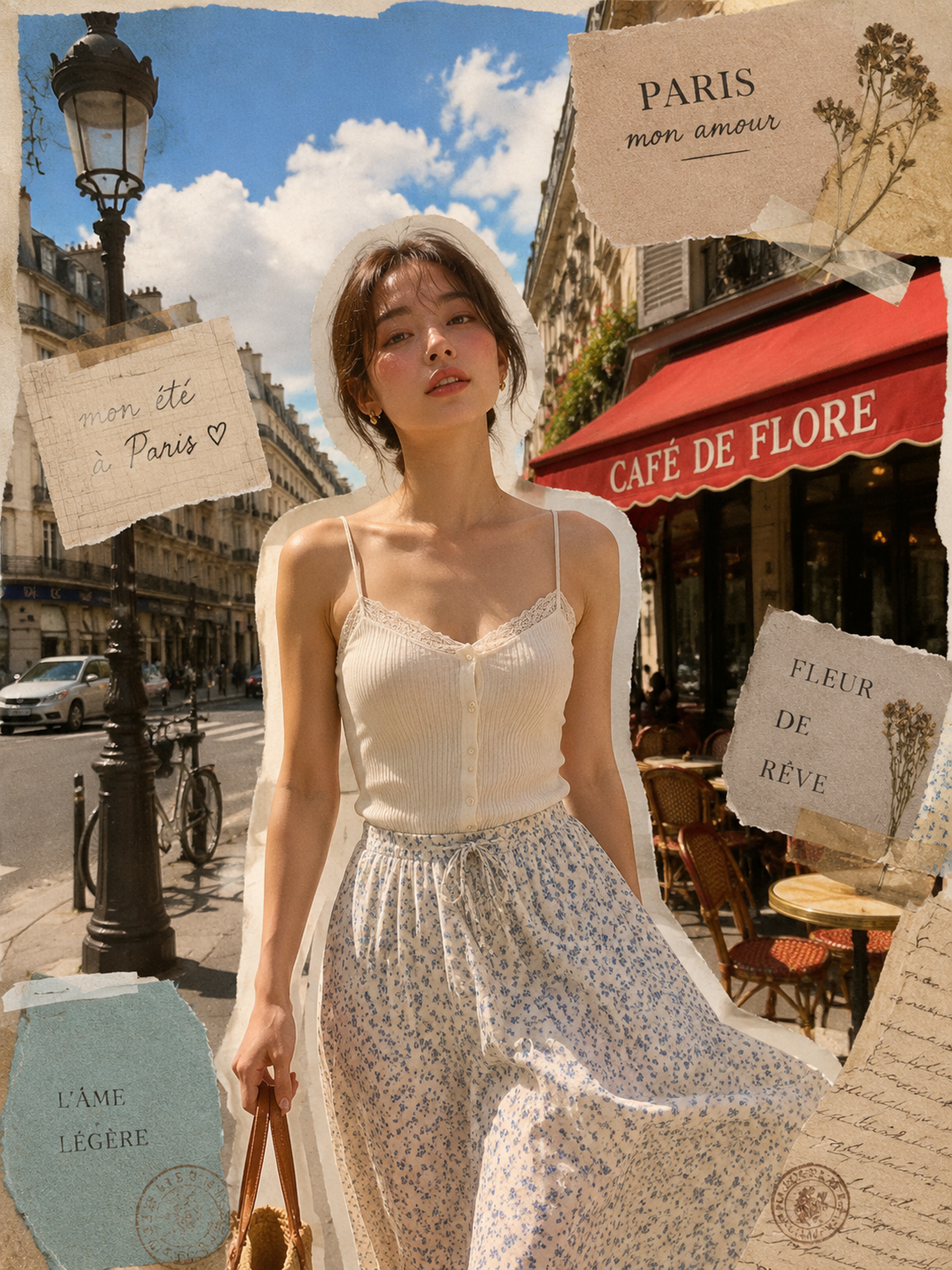 Subject: A Paris summer wearing paper sc