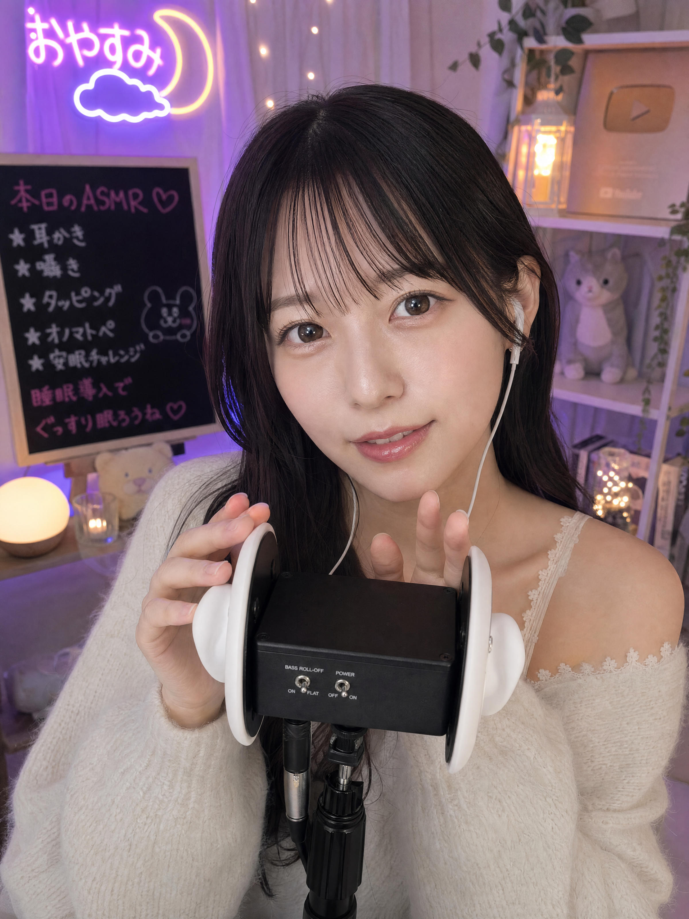 A Japanese female streamer speaking into